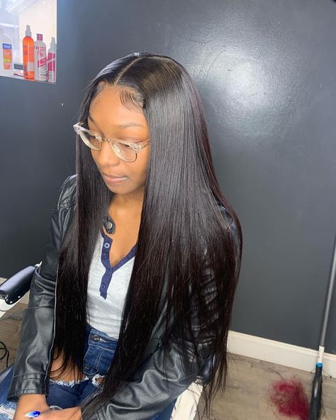 Straight Sew In, Middle Part Closure, Sew In Braids, Middle Part Sew In, Hair Braid Patterns, Peruvian Straight Hair, Sew In Hairstyles, Brazilian Straight Hair, Sew Ins