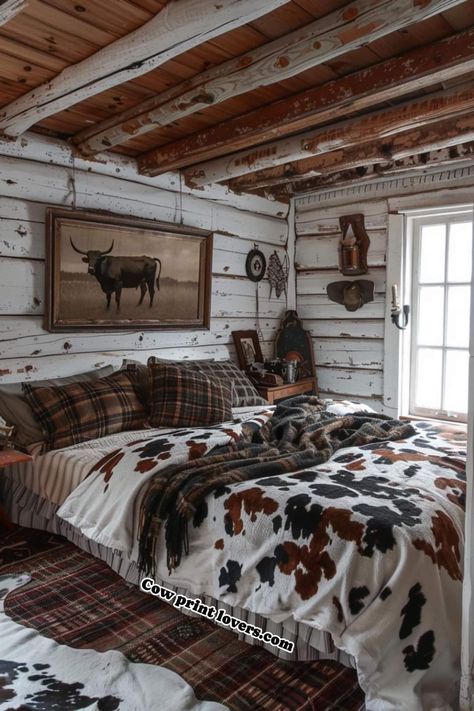 Western Master Bedrooms Decor Cozy, Bedroom Ideas For Small Rooms Western, Ranch House Bedroom Decor, Country Boy Room Ideas, Western House Design, Cozy Rustic Bedroom Ideas, Western Theme Bedroom Ideas, Small Western Bedroom Ideas, Western Room Aesthetic