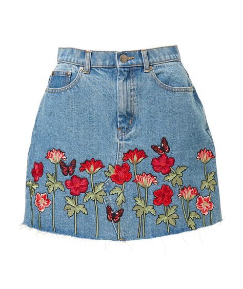 Short Denim Skirts, Embroidered Denim Skirt, Ruched Mini Skirt, Flower Print Pattern, Denim Miniskirt, Skirts Short, Best Friend Outfits, Skirt Denim, Short Denim