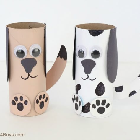 Toilet Paper Roll Craft, Dog Craft, Roll Craft, Rolled Paper Art, Toilet Paper Crafts, Toilet Paper Rolls, Cutest Dogs, Paper Flower Crafts, Hand Crafts For Kids