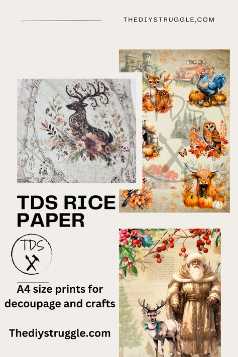 These rice paper prints are created with handmade mulberry rice paper and have silk fibers. The rice paper has texture as well as imperfections with more of a material like feel and is made with 100% Eco-friendly Recycled paper. The absorbent properties make it easy to apply! You can apply this on wood, glass and more to create unique styles to almost anything you want to make! 

#decoupage
#ricepaper
#decoupageart Paper Decoupage, Rice Paper Decoupage, Decoupage Art, Decoupage Paper, Wood Glass, Rice Paper, Unique Styles, Diy Videos, Fall 2024