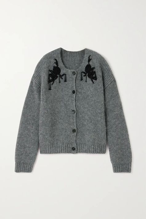 ERDEM Oversized bead-embellished ribbed alpaca-blend cardigan. Png Clothes, Designer Outfits, Knitwear Fashion, Warm Sweaters, Oversized Cardigan, Knitwear Cardigan, Fine Fabric, Mr Porter, Net A Porter