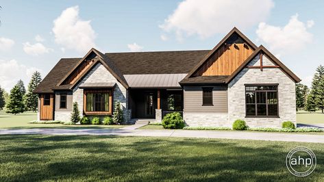 Browse our wide range of house plans from small to deluxe. Choose from a variety of styles including Modern, Contemporary, Craftsman and Farmhouse. Zero Entry House Plans, Cedar Exterior House, Slab On Grade House Plans, Lodge Home Plans, Single Story Home Exterior, Closed Concept House Plans, L Shaped Houses Exterior, Large Ranch House Plans, 1 Story House Plans