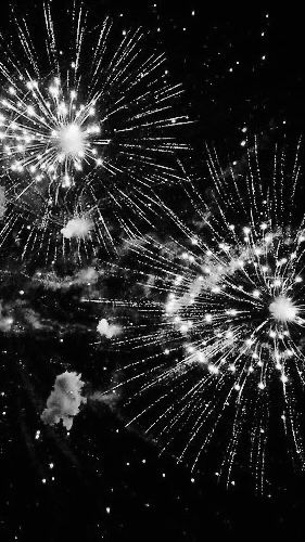 Star Girl, Fireworks, Black And White, Stars, White, Black