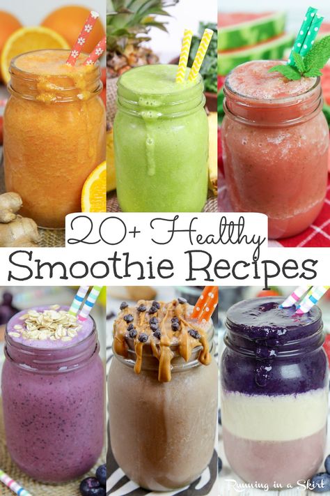 Healthy Smoothie Ideas pinterest pin via @juliewunder Smoothies Easy, Smoothies For Breakfast, Clean Eating Smoothies, Juice Blends, Oatmeal Protein, Juice Smoothies Recipes, Best Smoothie, Healthy Smoothie Recipes, Smoothies Recipes