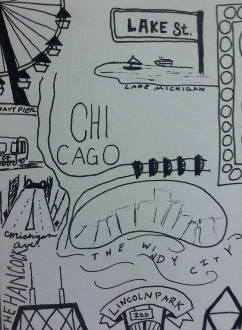 Chicago doodle Chicago Doodles, Easy Doodle, Easy Doodle Art, Simple Doodles, Doodle Art, Chicago, Doodles, Sketch, Apartment