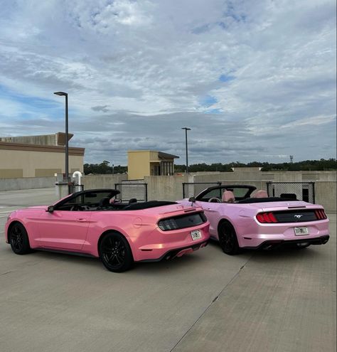 Black And Pink Mustang, Pink Bmw Convertible, Pink Convertible Mustang, Pink Convertible Car, Pink Vintage Mustang, Pink Mustang, Mustang Girl, Rich Cars, Pink Cars