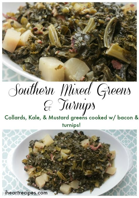 Southern Mixed Greens Recipe, Mixed Greens Recipe, Greens Recipe Soul Food, Turnip Recipes, Greens Recipes, Southern Greens, I Heart Recipes, Collard Greens Recipe, Recipes Soul Food