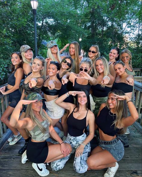 #workweek #sorority #armytheme #camotheme #sororitygirls #theme #gammaphibeta Hunted Down The Best Little Sorority, Camo Work Week Sorority, Camo Sorority Theme, Camp Sorority Theme, Sorority Work Week Themes, Work Week Themes Sorority, Sorority Activities, Bsf Stuff, Spirit Week Themes