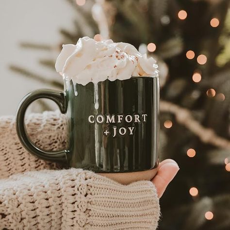 Joy Design, Amber Jar Candle, Rustic Mugs, Christmas Coffee Mug, Clear Jars, Christmas Cup, Holiday Coffee, Comfort And Joy, Christmas Coffee