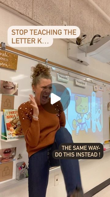 177K views · 9.6K likes | Lindsay / Early Years Literacy Specialist on Instagram: "Stop 🛑 teaching K the same way!   Making learning fun, engaging and meaningful is always the best way, so in my class we have karate 🥋 kitty for the letter K ❤️  Did you know that one of the best ways to ensure alphabet automaticity is with a mnemonic??? 🙄  ➡️ A learning technique that aids memory retrieval 🧠…… hence karate 🥋 K   It’s not only fun to make learning multi-sensory with kicks, air writing, sensory play and key phrases but it actually helps our brain retrieve and retain this new concept 🤯🤯🤯  K A R A T E 🥋 K for the win!  . . . Follow ➡️ @literacyandlindsay for more lit tips! . . . . LIKE. SAVE. FOLLOW  ✨ @literacyandlindsay 💜 @literacyandlindsay 🔥 @literacyandlindsay . . . . . . #liter Letter K Activity For Preschoolers, Letter L Activities For Preschool, Letter K Activities For Preschool, English Teaching Aids Ideas, Letter K Activities, Esl Teaching Elementary, Letter K Preschool, Teacher Videos, Teaching Kids Letters