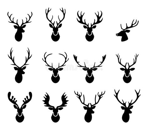 Hirsch Silhouette, Stag Tattoo, Deer Head Silhouette, Deer Horns, Head Silhouette, Deer Tattoo, Deer Silhouette, Black Silhouette, A Deer