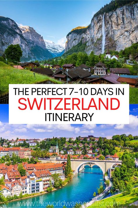 This Switzerland itinerary will help you map out how to spend 7 to 10 days exploring this gorgeous European nation! Switzerland Travel Itinerary, Switzerland Summer, Switzerland Itinerary, Switzerland Vacation, Swiss Travel, Vacation Itinerary, Europe Itineraries, Interlaken, Switzerland Travel