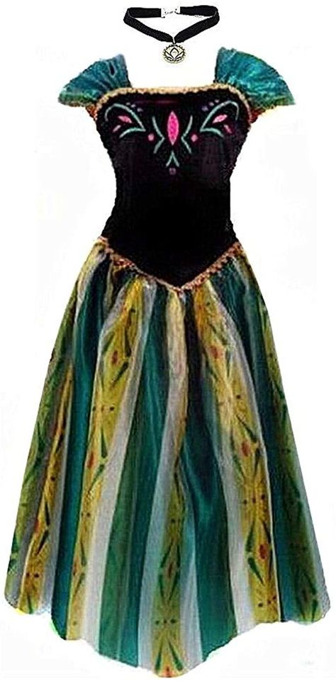 Big-On-Sale Princess Adult Women Coronation Dress Costume Cosplay #afflink Anna Costume Women, Anna Dress Frozen, Anna Costume, Coronation Dress, Carnival Dress, Elsa Costume, Costumes Dresses, Pleated Skirt Dress, Anna Dress