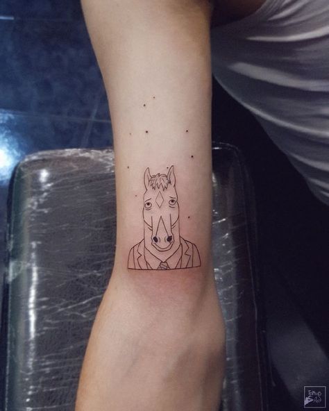 BoJack tatoo No Jack Horseman, Bo Jack Horseman Tattoo, Bojack Horseman Quotes Tattoo, Bojack Horseman Tattoo Minimalist, Bojack Horseman Tattoo, F Tattoo, Knight Tattoo, Grunge Tattoo, Bicep Tattoo