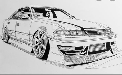 Japanese Car Drawing, Jdm Car Sketch, Japanese Car Tattoo, Jdm Sketch, Cartoon Car Drawing, Ford Sierra, Honda Crx, Cool Car Drawings, Best Anime Drawings