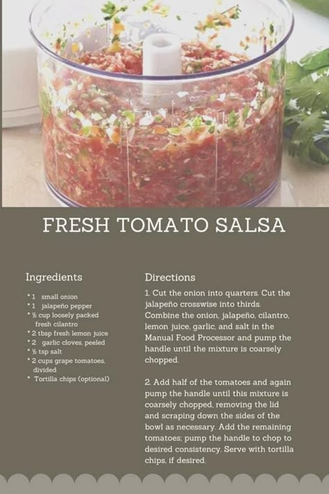 Homemade Salsa Recipe With Fresh Tomatoes Food Processor, Simple Salsa Recipe With Fresh Tomatoes, Pampered Chef Salsa Recipe, Food Processor Recipes Dinner, Ninja Food Processor Recipes, Food Processor Salsa, Salsa Recipe Homemade, Salsa Recipe With Fresh Tomatoes, Fresh Salsa Recipe Homemade