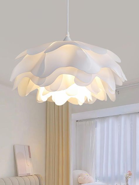 This Flower-Shaped White Pendant Lamp will light up any room with its unique design and layer of acrylic lampshade, providing bright and comfortable lighting. Crafted with a white acrylic flower shape, this pendant lamp also features an eye-catching aesthetic. With its unique design, the Flower Shaped White Pendant Lamp is sure to give you a unique visual experience. 
 If you have any questions about our products, please contact us and we will reply to you within 24 hours. 
 >>> 
 
 Product Size 
 Size: Dia 42cm x H 23cm /  16.5  x H 9.1 
 Size: Dia 50cm x H 25cm /  19.7 x H 9.8 
 Size: Dia 60cm x H 25cm /  23.6 x H 9.8 
 
 Details 
 Material:  Metal, Acrylic. 
 Light source: LED bulb or Edison bulb . 
 Light source base type:  E26 or E27 . 
 Voltage: AC 110-240V . 
 Body Finishes Aesthetic Lamp Shade, Aesthetic Lamp, Acrylic Flower, Acrylic Flowers, Edison Bulb, White Acrylic, White Acrylics, Flower Shape, Led Lamp