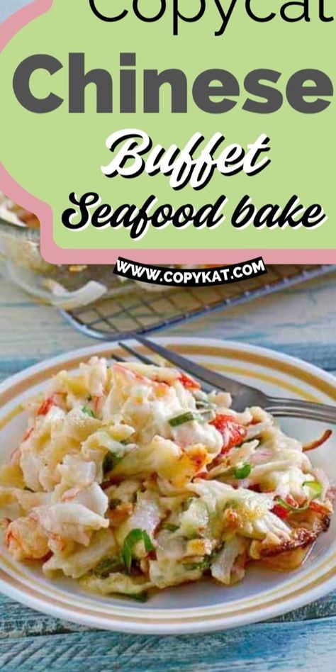 Chinese Food Buffet, Lobster And Shrimp, Crab Casserole, Seafood Casserole Recipes, Seafood Delight, Baked Crab, Seafood Dish Recipes, Chinese Buffet, Sea Food Salad Recipes