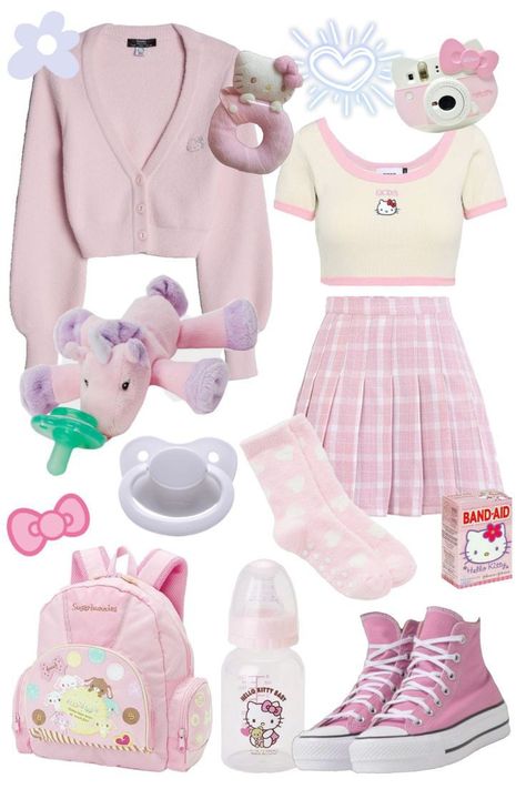 Littlespacecore Outfits, Sfw Agere, Little Spaces, Cute Kawaii Outfits, Kawaii Outfit Ideas, Space Outfit, Little Outfits, Baby Time, Pink Outfits