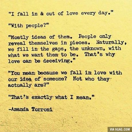 Maybe the reason people fall out of love because they fell in love with the idea rather than the person. Out Of Love Quotes, Falling Out Of Love Quotes, Fall Out Of Love, Well Spoken, Sounds Good To Me, Falling Out Of Love, Out Of Love, Literature Quotes, Philosophy Quotes