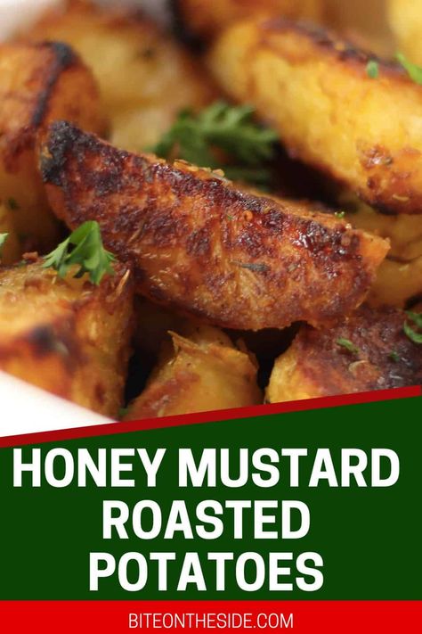 When you are looking to fancy up your potato side dish, these honey mustard roasted potatoes tick all of the right boxes! With a subtle sweet and tangy flavor that doesn't overpower the rest of your meal, they come out perfectly crispy and golden brown and fluffy in the middle. Dijon Roasted Potatoes, Honey Mustard Roasted Potatoes, Honey Mustard Potatoes, Honey Roasted Potatoes, Mustard Roasted Potatoes, Cook Vegetables, Potato Side Dish, Potatoes In Oven, Oven Roasted Potatoes