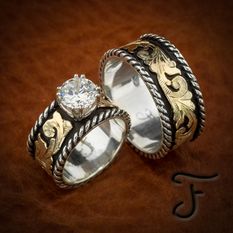 R-10B and R-1B Western Wedding Rings Sets, Wed Rings, Etsy Jewelry Rings, Western Wedding Rings, Western Rings, Cheap Wedding Rings, Indian Rings, Cowboy Wedding, Kay Jewelry