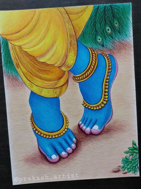 feet of lord krishna done with ballpen Ballpen Sketch, Ballpen Art, Feet Drawing, Krishna Drawing, Boho Art Drawings, Easy Love Drawings, Canvas Drawing, Simple Canvas Paintings, Art And Craft Videos