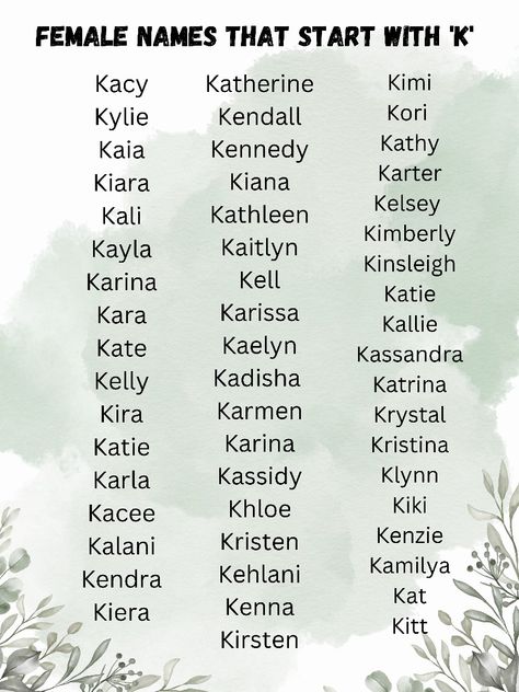 K Names For Girls, Unique Names For Characters, Karina Name, K Baby Names, K Girl Names, Sims Names, K Names, Royal Names, Oc Name