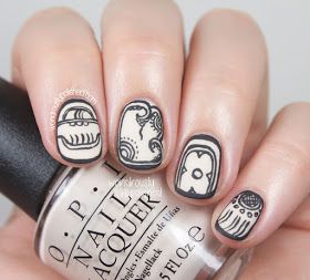 Wondrously Polished: The Digital Dozen does Countries & Cultures - Day 4: Mayan Logogram Nail Art Mayan Nail Art, Mayan Nails, Guatemala Nails, Finger Paint, Culture Day, Nail Design Inspiration, Nail Stuff, Painted Nail Art, Cute Nail Art