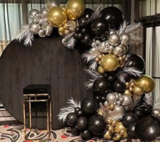 Amazon.com : great gatsby party Black Gold Silver Birthday Decorations, Birthday Decorations Balloons Decor, Black Gold Silver Balloon Arch, Man’s Birthday Decorations, Black Silver And Gold Balloon Garland, Roaring 20s Balloon Arch, Prom Decorations Black And Gold, Gatsby Balloon Arch, Black Gold Photo Booth