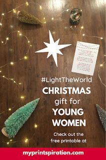 Printspiration: #lighttheworld yw christmas gift idea Inexpensive Christmas Gifts For Young Women, Gifts For Lds Young Women, Gifts For Young Women Christmas, Young Women’s Christmas Gifts, Christmas Gifts For Yw Lds, Yw Christmas Gifts Lds, Lds Young Women’s Christmas Gifts, Young Women Christmas Activity, Yw Christmas Activities