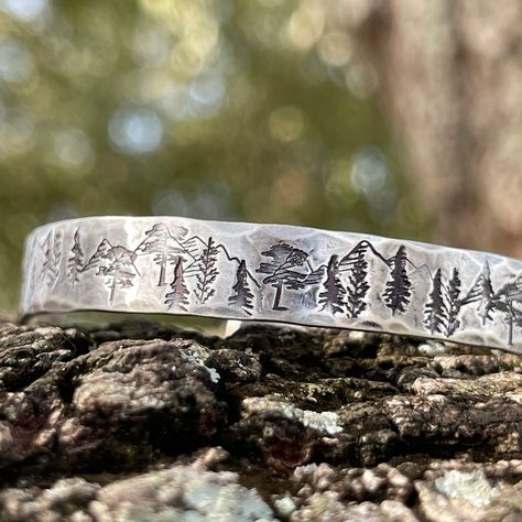 Excited to share the latest addition to my #etsy shop: Mountains and Trees Sterling Silver Cuff Bracelet, Personalized Bracelet Mountains And Trees, Silver Engraved Bracelet, Ormond Beach, Personalized Bracelet, Sterling Silver Cuff Bracelet, Gift For Husband, Copper Bracelet, Personalized Bracelets, Sterling Silver Cuff