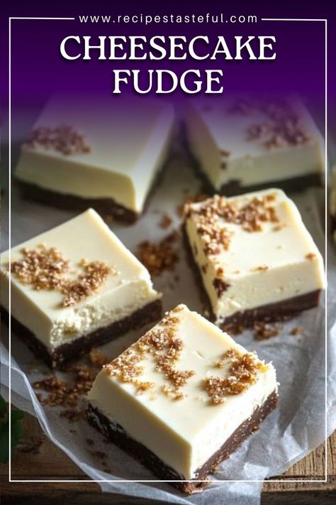 Indulge in this delightful Cheesecake Fudge, a creamy and rich dessert that combines the flavors of cheesecake and fudge. With a smooth texture and a hint of graham cracker crunch, this sweet treat is perfect for any occasion, especially during the holidays! Cheesecake Fudge Recipe, Cheesecake Fudge, Recipes Cheesecake, Rich Desserts, Homemade Fudge, Candy Recipes Homemade, Fudge Recipe, Marshmallow Fluff, Fudge Recipes