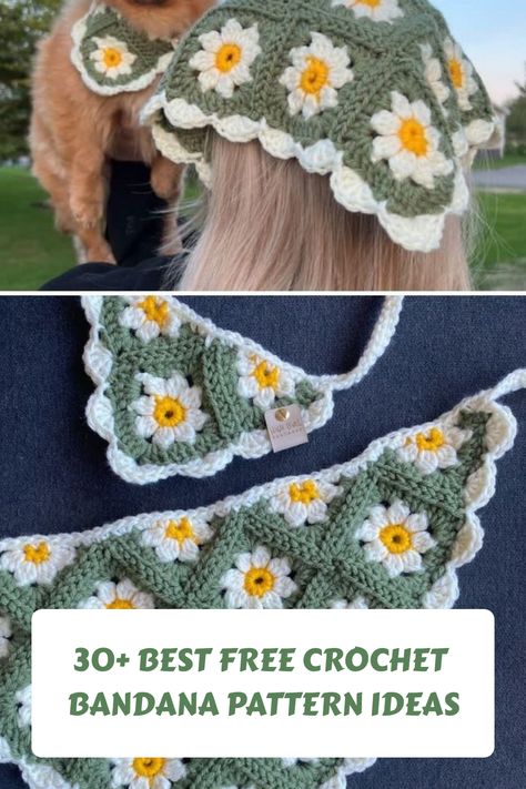 30 Best Free Crochet Bandana Pattern Ideas #crochettop Dog Bandana Pattern Crochet, Bandana Crochet Pattern Free, Free Crochet Bandana Pattern, Crochet Dog Bandana, Crochet Bandana Pattern Free, Crochet Bandana, Bandana Hairstyles, Halloween Crochet, Free Halloween