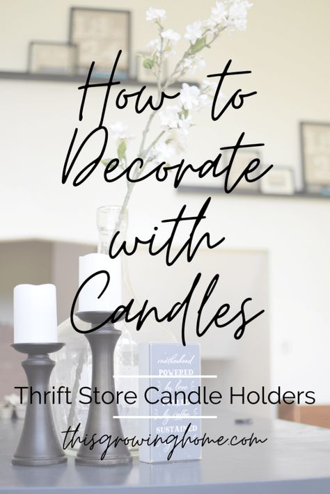 Candle Pillars Decor Ideas, Candle Abra Decor, How To Decorate Candle Holders With Flowers, Styling Candle Sticks, Tall Candle Holders Decor Ideas, Candlestick Holders Decor, How To Decorate Pillar Candles, Decorate With Candlesticks, Pedestal Candle Holders Uses As Flower Vases