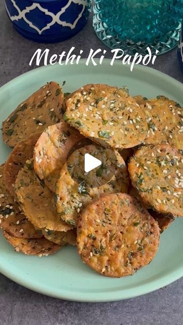 Preetha Athrey on Instagram: "Methi ki Papdi made with Whole Wheat Atta

This is an amazing snack, that can be had with Chai or made into a chaat or with aloo sabzi or achaar!! You can store this for 1 month also in an airtight container. 

There is no maida and this is made from whole wheat atta and is a great snack option ❤️ 

So do give this delicious and simple snack a try at home and follow my channel for more such easy-to-make delicious recipes and like, share and comment 😍

Ingredients:

* 1 1/2 cup whole wheat atta
* 1 cup methi
* 1 tsp ajwain
* 1/2 tsp hing
* 1 tsp haldi
* 1-2 tsp chilli pdr
* 1 large tsp dhania pdr
* Salt to taste
* 2 tsp chilli flakes
* 2-3 tsp hot oil
* Water to make the dough
* 2-3 tsp sesame seeds (white til)
* Oil for frying

Instructions:
1. Wash and chop Easy Chaat Recipes, Maida Recipes Snacks, Papdi Chaat Recipe, Atta Recipe, Aloo Sabzi, Fire Recipes, Fire Food, Chaat Recipe, Tasty Vegetarian Recipes