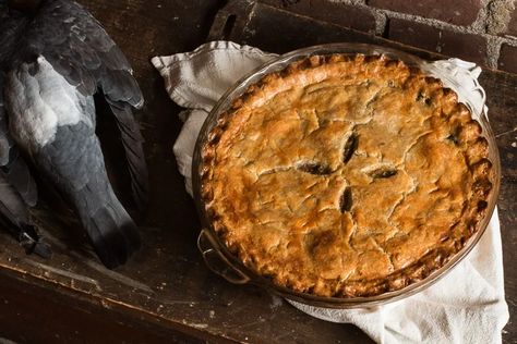 Movie Night And Dinner, Forager Chef, Pigeon Pie, Rustic Pie, Medieval Cooking, Tomatoes And Cheese, Meat Dish, Baked Bacon, Dried Mushrooms