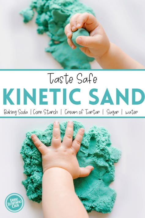 Taste Safe Kinetic Sand Recipe Sensory Bin Stand, Sensory Bin Age 2, Diy Kinetic Sand Taste Safe, Sensory Bins 1st Grade, Sensory Bins For 12 Month Olds, Taste Friendly Sensory, Opposites Sensory Bin, Sand And Water Table Ideas Sensory Play, Fun Activities For First Graders