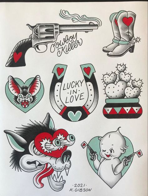 Leg American Traditional Tattoo, Western Heart Tattoo, Texas Flash Tattoo, American Traditional Tattoo Horseshoe, Vintage Americana Tattoo, American Traditional Tattoo Leg Sleeve, American Traditional Tattoos Fillers, American Trad Pinup, Vintage Tattoo Flash Sheet