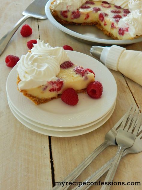 Raspberry Custard Pie. This pie is unbelievably amazing! It is so dang easy, in fact you only have to bake it for 12 minutes. Don’t waste your time with and other recipes. This is one of my family’s favorite desserts. The custard is creamy and rich and the raspberries add the perfect pop of flavor. #raspberrypie #pie #dessert Raspberry Custard Pie Recipe, Raspberry Custard Pie, Pie Raspberry, Epic Kitchen, Raspberry Custard, Raspberry Dessert, Pie Making, Pie Easy, Custard Recipe