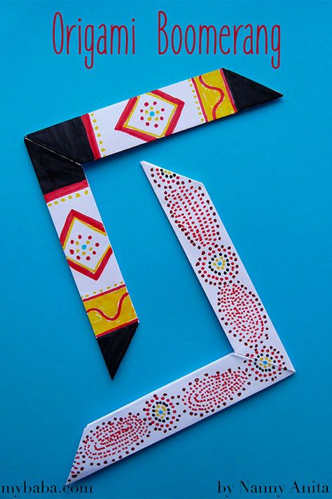 Make these awesome origami boomerangs that really do come back. Origami Boomerang, Animal Paper Craft, Best Paper Airplane, Paper Craft Ideas For Kids, Australia Crafts, Origami Toys, Make A Paper Airplane, Dollar Origami, Paper Bird