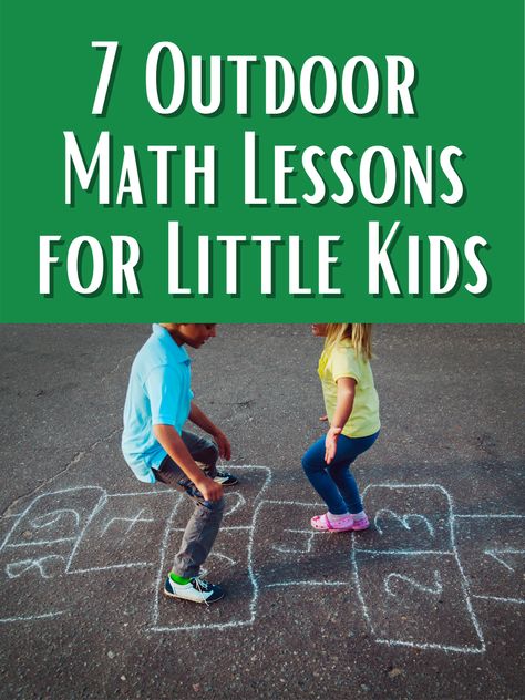 These outdoor math lessons for little kids are perfect for homeschool families and great activities ideas for anyone to use. See how to spend time outside learning math with kids of all ages. This list of outdoor math activities is ideal for toddlers, preschoolers, and kindergartners. Outside Kindergarten Activities, Outdoor Math Activities Kindergarten, Outdoor Math Games, Maths Activities Eyfs, Outdoor Math Activities, Kinder Math Activities, Outdoor Maths, Math Activities For Kindergarten, Summer Math Activities