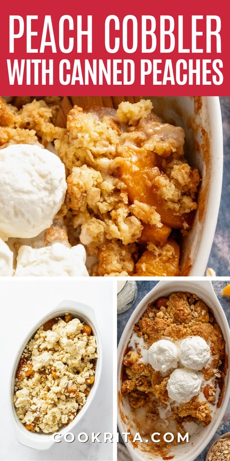 Treat yourself to a delicious fruit dessert that combines sweet juicy peaches with a buttery, crumbly topping. It's a mouthwatering experience that'll have you going back for more! The best part? You can whip it up in minutes with simple ingredients. Using Canned Peaches, Cobbler With Canned Peaches, Peach Cobbler With Canned Peaches, Canned Peach Cobbler Recipe, Salad Strawberry, Chicken Zucchini Casserole, Easy Peach Cobbler, Cobbler Topping, Peach Cobbler Easy