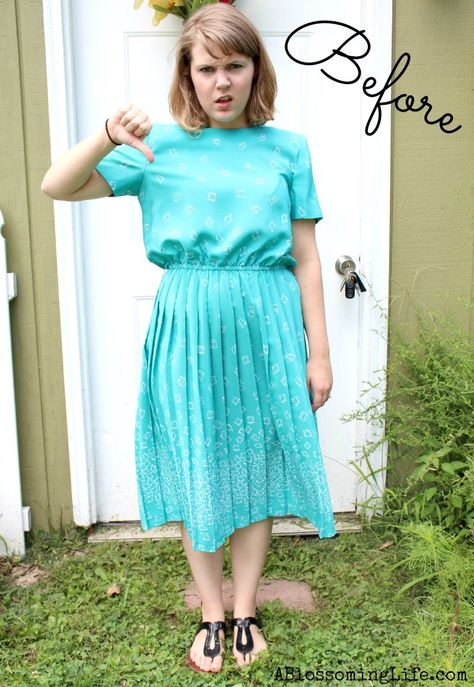 Can you believe this had potential for something absolutely adorable?!    :: A Blossoming Life Turning Dress Into Skirt, Turning A Dress Into A Skirt, How To Turn A Dress Into A Skirt, Turn A Dress Into A Skirt, Turn Dress Into Skirt, Dress To Skirt Diy, Dress Into Skirt, Recycled Fashion Diy, Cats Health