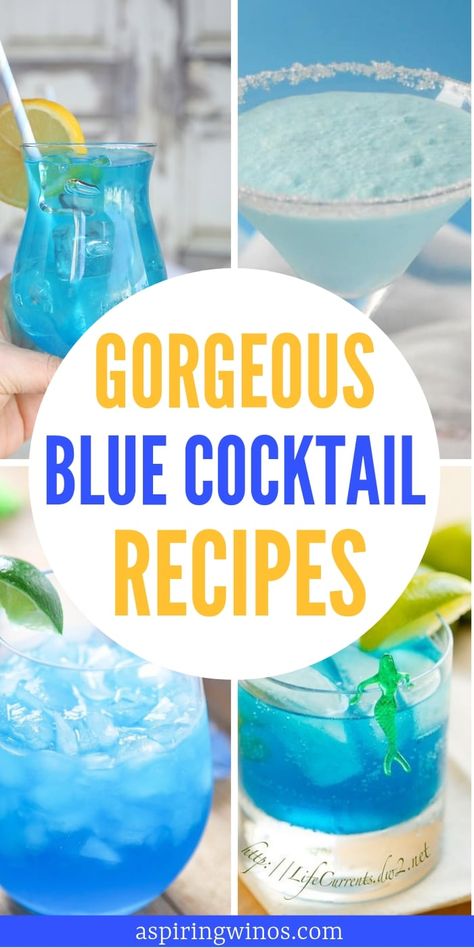 Blue Cocktail Recipes, Mamamia Party, Strawberry Alcohol Drinks, Cocktails With Blue Curacao, Blue Alcoholic Drinks, Blue Hawaiian Drink, Bachelorette Food, Blue Curacao Drinks, Blue Hawaiian Cocktail