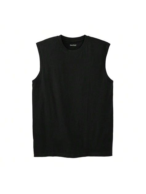 Our Shrink-Less Lightweight Muscle T-Shirt doubles as activewear and a must-have for hanging out! Made with shrink-resistant fabric, our muscle tee will keep its shape wash after wash! Relaxed fit Taped seams for durability Tagless. Shrink-Less fabric-won't shrink in dryer Big length approx. 32"; Tall length approx. 34"Solid colors: 100% cotton jersey; heather colors: cotton/polyester. Machine wash. ImportedKingSize Men's Big & Tall Shrink-Less Lightweight Muscle T-Shirt Black Casual  Sleeveless      Men Clothing, size features are:Bust: ,Length: ,Sleeve Length: Mens Black Tank Top, Black Tank Top Men, Sleeveless Men, Black Sleeveless Shirt, Closet Basics, Shirt Outfit Men, Sleeveless Shirts, Distressed Shirt, Muscle T Shirts