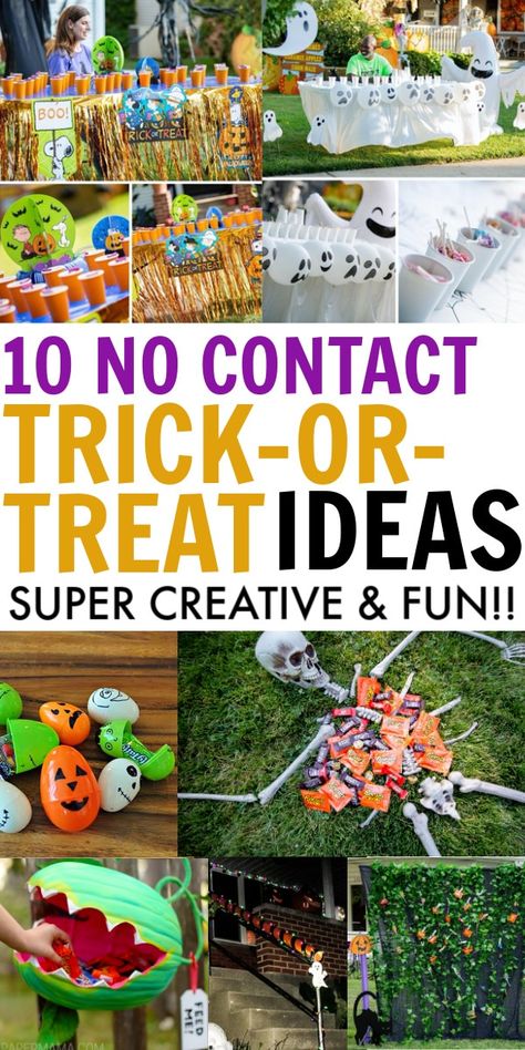 10 no contact trick or treating ideas for 2020. 10 creative & fun social distancing safe ideas for trick-or-treating this Halloween. #trickortreat #trickortreating #halloween #halloweenideas #nocontacthalloween #lowcontacthalloween #trickortreatideas #trickortreatingideas Trick Or Treating Ideas, Easy Trunk Or Treat Ideas, Easy Trunk Or Treat, Halloween Candy Table, Safe Ideas, Trick Or Treat Games, Kids Halloween Party Decorations, Kids Budget, Trunk Or Treat Ideas