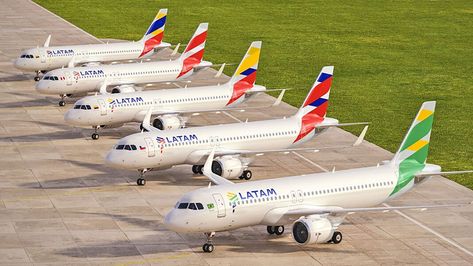 Se conoció que LATAM Airlines está pintando aviones Airbus A320 con colores especiales representativo de cada filial de #Brasil, #Chile, #Colombia, #Perú y #Ecuador. ¿Cuál te gusta más? 👇 https://www.nlarenas.com/2024/01/latam-pinta-aviones-colores-representativos-filial/ Airbus A320, Central America, Ecuador, Airlines, Peru, Good Things