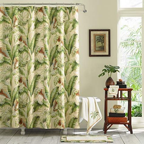 Tommy Bahama Decor, Tropical Shower Curtain, Tree Shower Curtain, Tropical Showers, Green Shower Curtains, Tommy Bahama Home, Cotton Shower Curtain, Striped Shower Curtains, Stylish Curtains